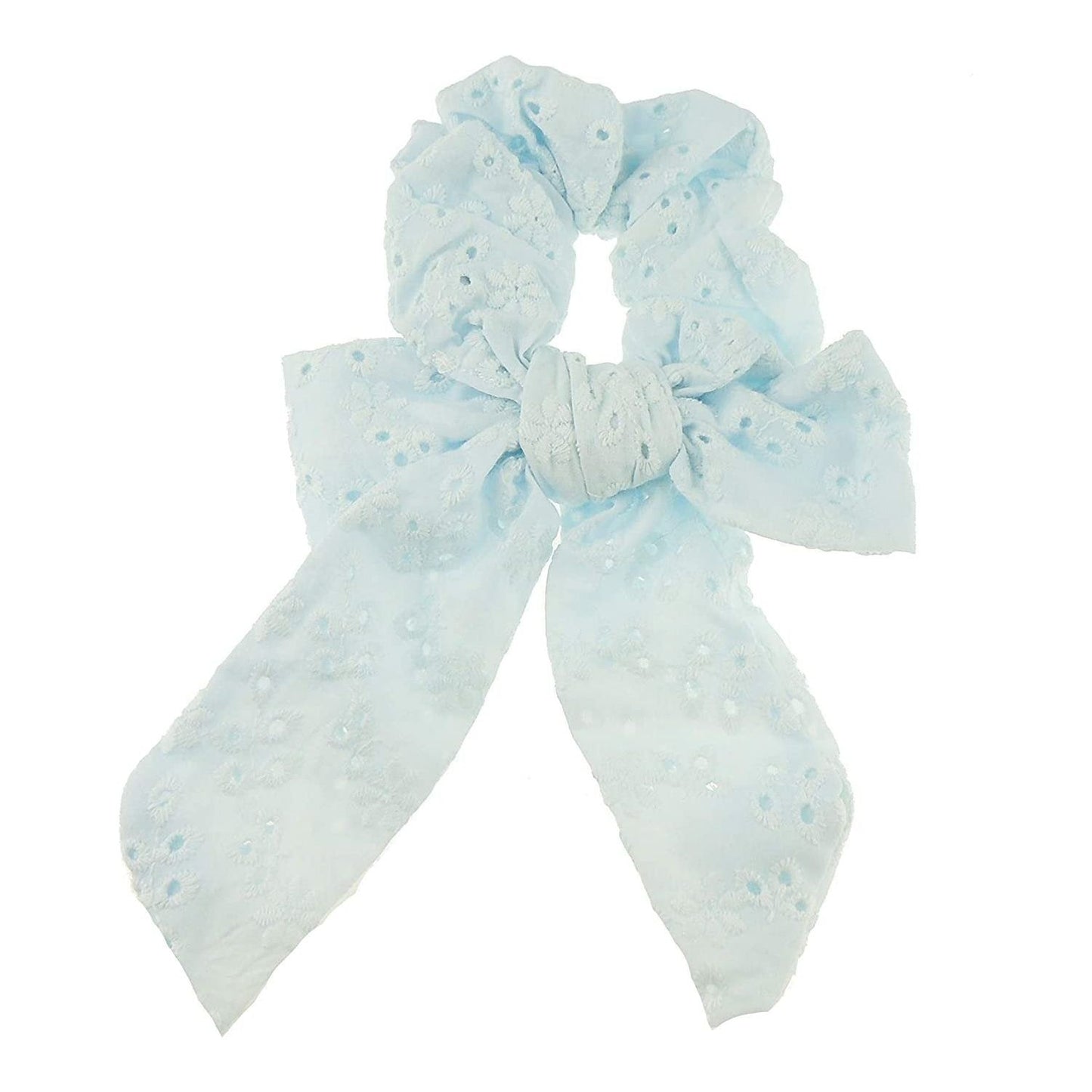 Girls Ladies Summer Essential Broderie Anglais Ditsy Big Bow Classic Pastel Hair Tie