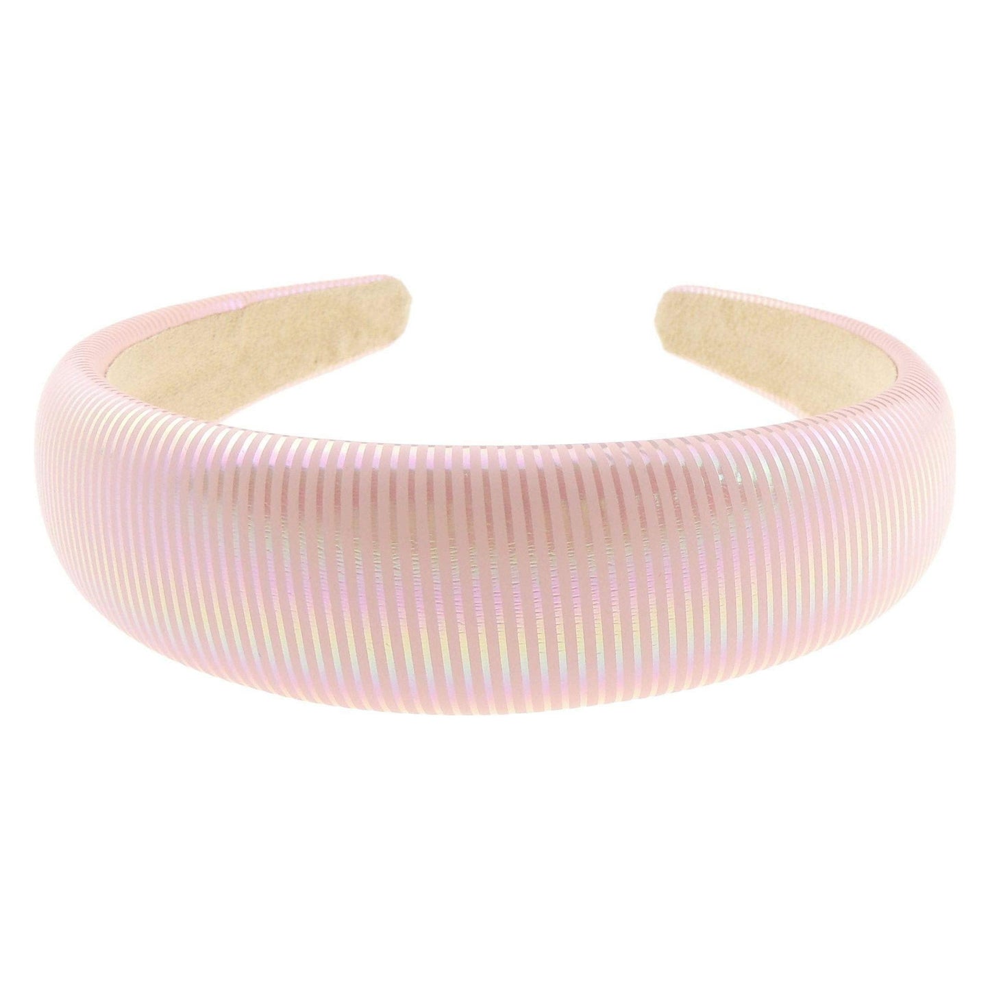 Ladies Leather Look Metallic Ribbed Striped Metallic Headband Alice Band