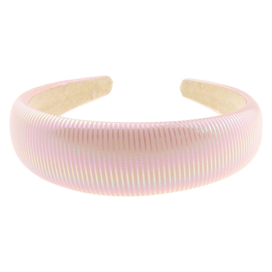 Ladies Leather Look Metallic Ribbed Striped Metallic Headband Alice Band