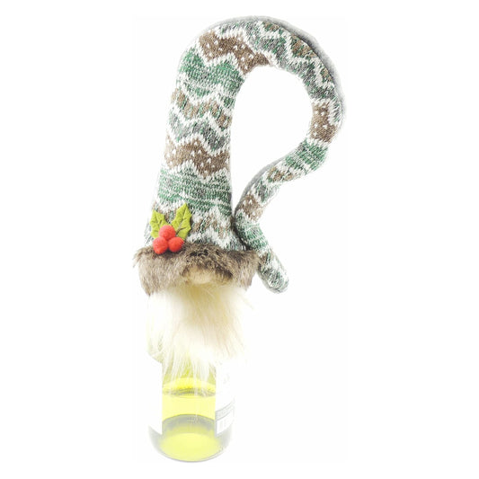 Cute Reusable Santa Hat Elf Gnome Green Red White Christmas Xmas Jumper Hat Paper Large Party Wine Bottle Gift Present Bag Wrap Cover Holder Decoration Toppers Dinner Table Decor