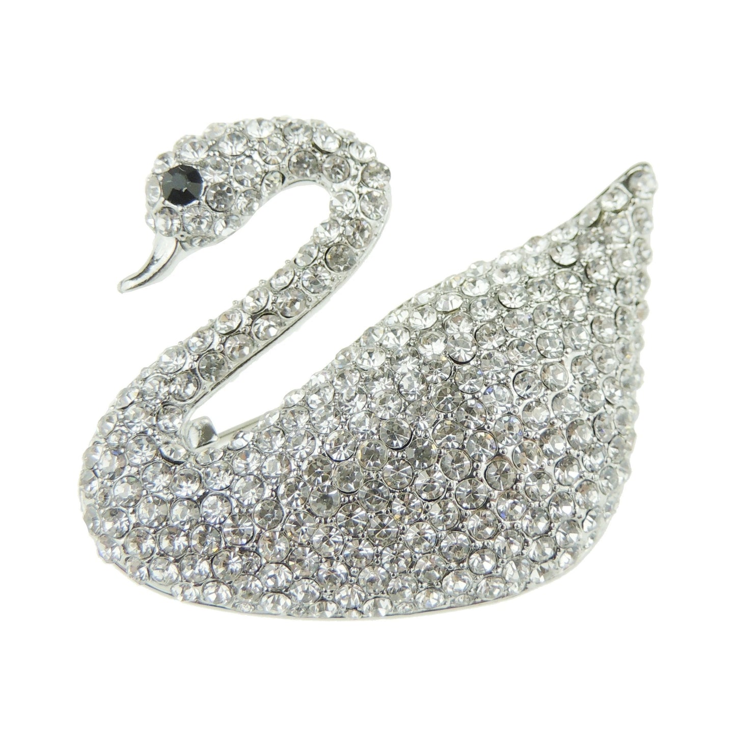 Sparkly Diamante Crystal Regal Swimming Swan Bird Brooch