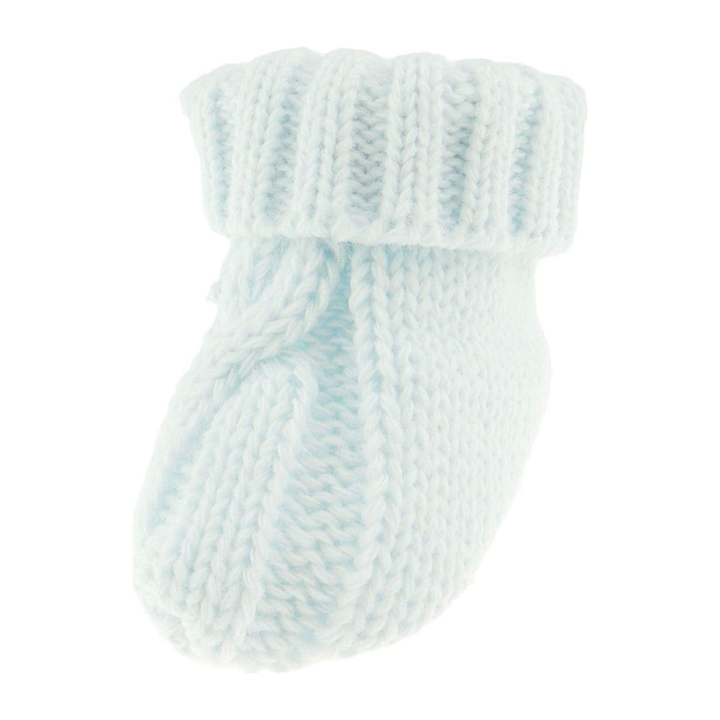 Soft Warm Infant Newborn Baby Babies Girls Boys Cable Knit Knitted Crochet Pram Cot Plain Slippers Socks Booties Bootees Shower Essentials 0-3 Months (Blue)