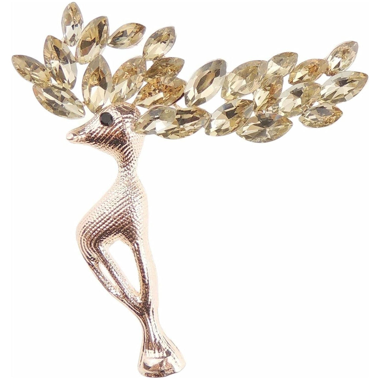 Ladies Silver Gold Tone Crystal Diamante Large Antlers Christmas Reindeer Stag Brooch Boxed