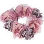 Womens Girls Essential Chiffon Beaded Floral Fabric Sleep Christmas Birthday Bridal Wedding Bridesmaid Party Ponio Hair Tie Up Back Elastic Accessories Bobbles Ponytail Holder Rubber Bands Scrunchie