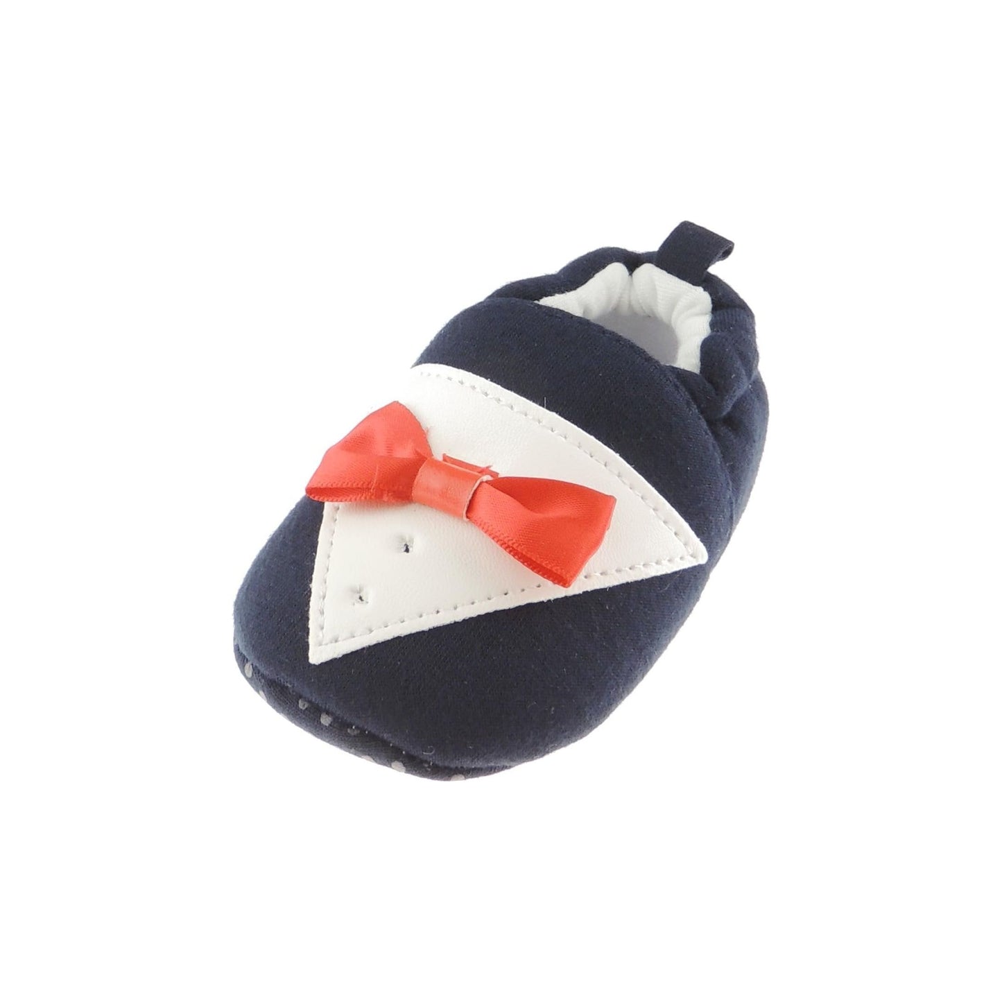 Cute Baby Boys Newborn Kids Infant Babies Black White Tuxedo Dress Pram Formal Occasion Christening Baptism Slip on Pram Crib Soft Sole House Shoe Slipper Pre Walkers Flat Booties