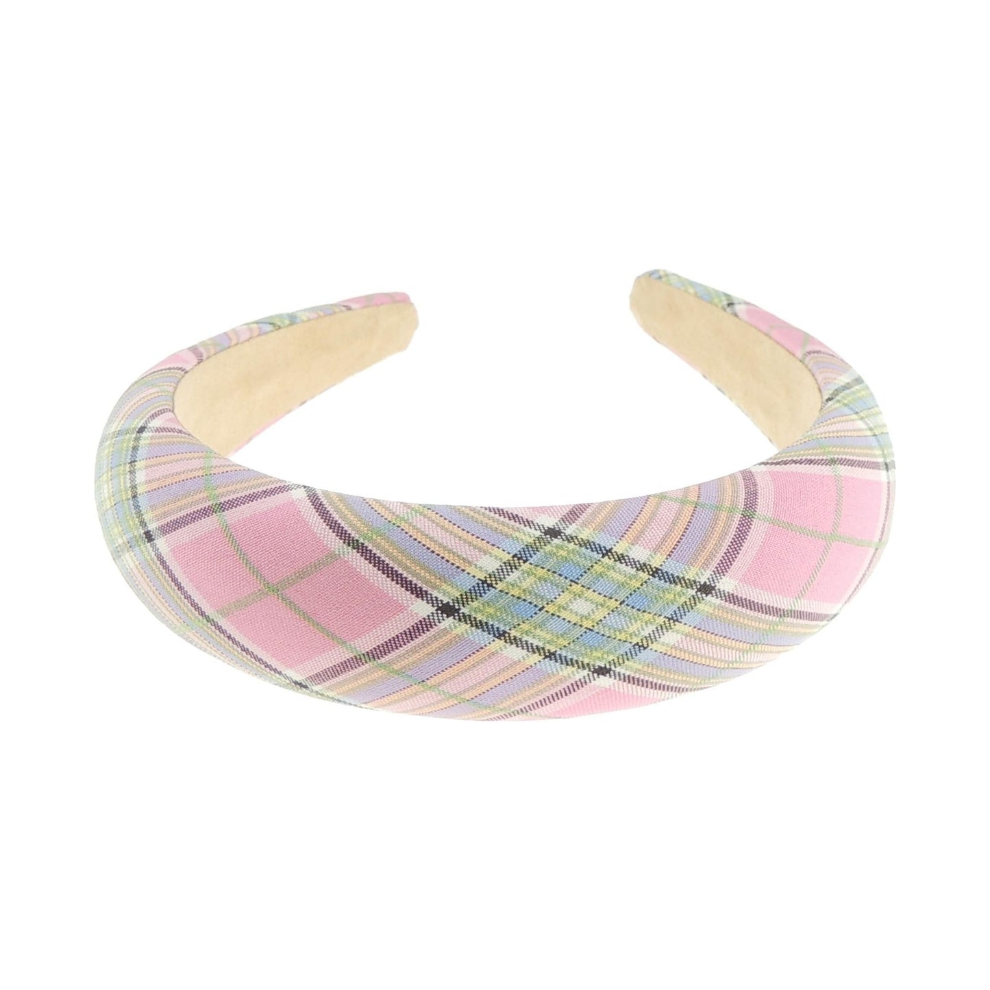 Wide High Sponge Puffy Bump Thick Fashion Formal Plaid Tartan Fabric Boho Vintage Headband Alice Band Women Hair Accessory Hairband Christmas Birthday Wedding Guest Bridesmaid Prom Holiday