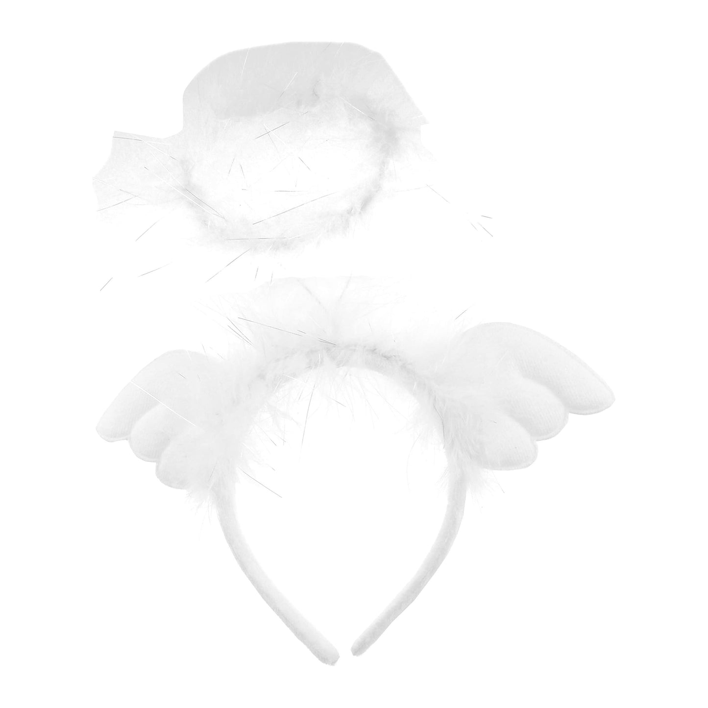 Ladies Mens Fancy Dress Party Halloween Christmas White Black Good Bad Angel Halo Feather Angel Halo Deeley Bopper Headband Alice Band