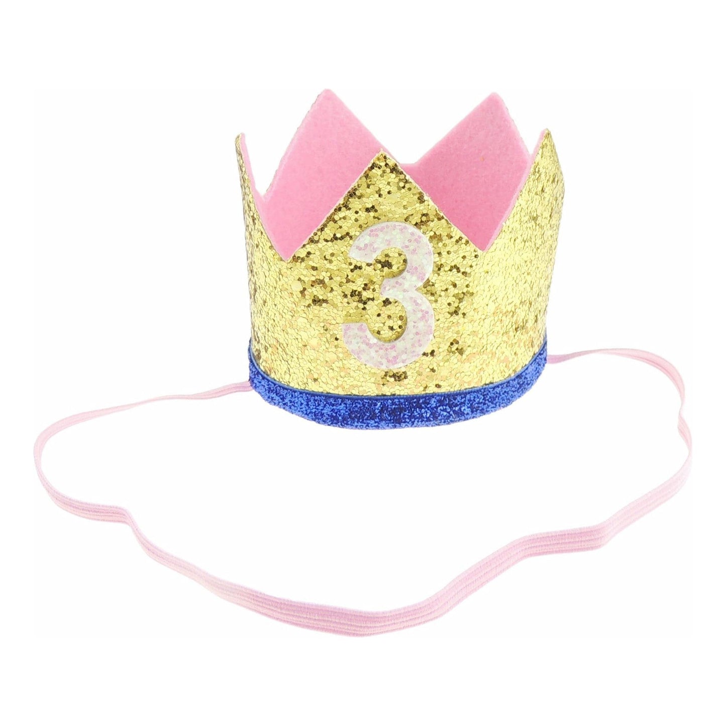 Boys Girls Cat Dog Pet Glitter 3rd 3 Three Years Old Birthday King Crown Princess Tiara Costume Party Photo Prop Headband Hat