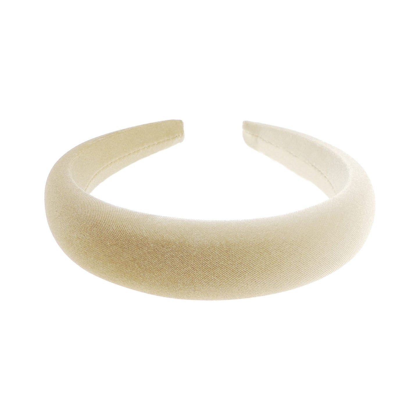 Ladies Evening Padded Small Bump Velvet Headband Alice Band (Beige)