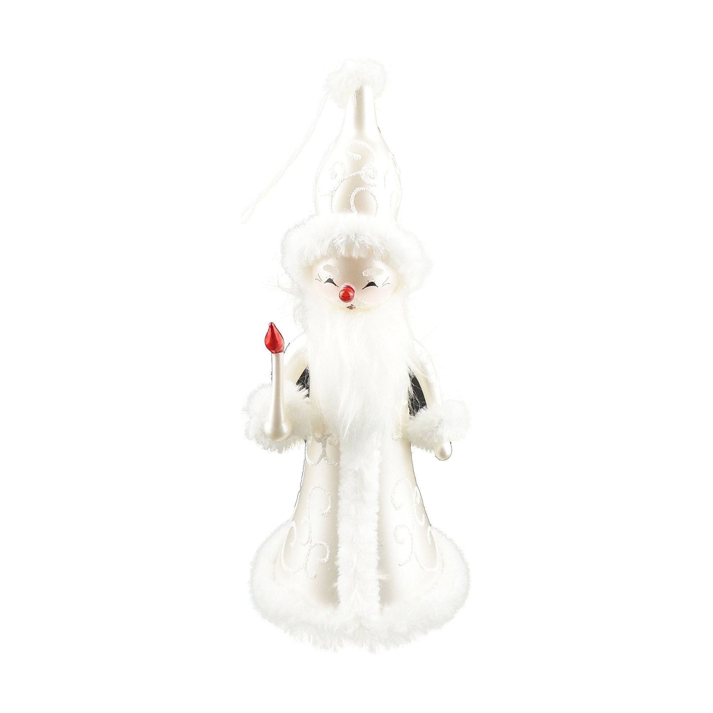 Italian Hand Blown Glass Keepsake Christmas Tree Ornament Bauble White Santa Red Candle